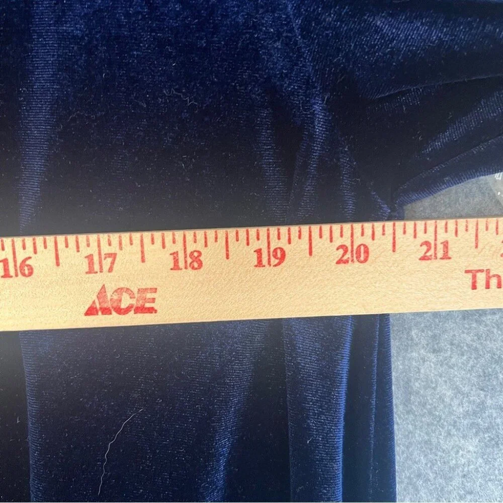 R. VIVIMOS Blue Velvet and Chiffon Jacket Duster Witchy Cloak Size Large - Picture 10 of 12